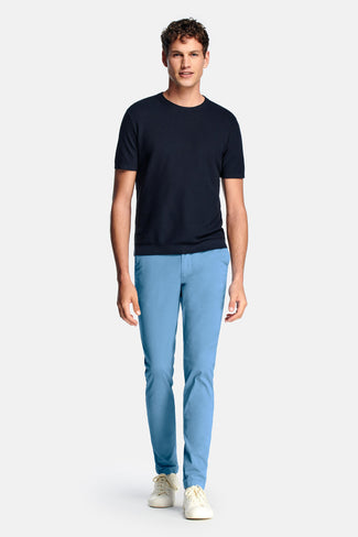 Boulevards * Los Chinos mid blue stretch cotton men's trousers | MR MARVIS