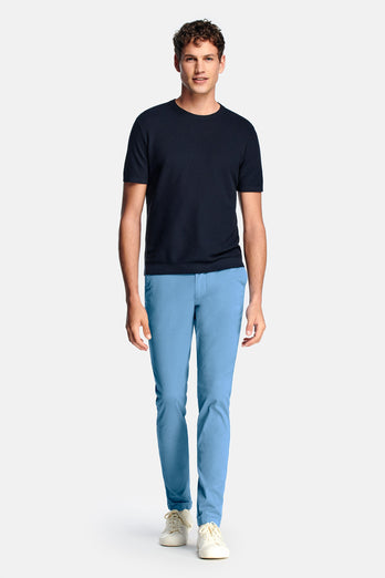 Boulevards * Los Chinos mid blue stretch cotton men's trousers | MR MARVIS