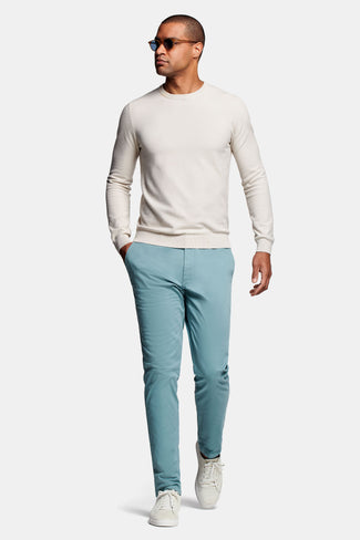 Astons * Los Chinos blue green stretch cotton men's trousers | MR MARVIS