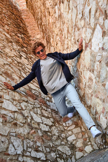 Antarctics * Los Chinos grey blue stretch cotton men's trousers | MR MARVIS