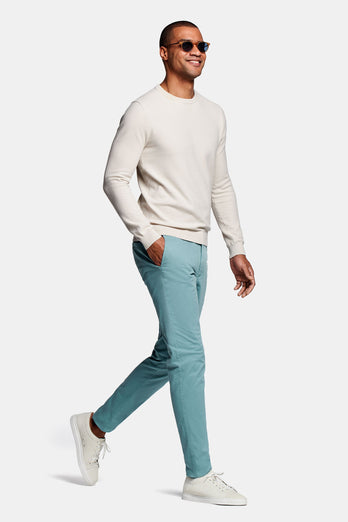 Astons * Los Chinos blue green stretch cotton men's trousers | MR MARVIS