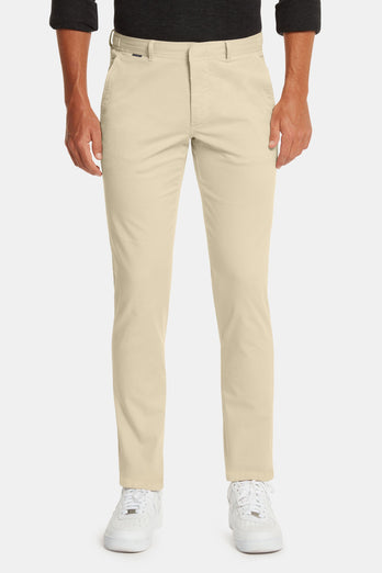 Gazettes * Los Chinos beige stretch cotton men's trousers | MR MARVIS