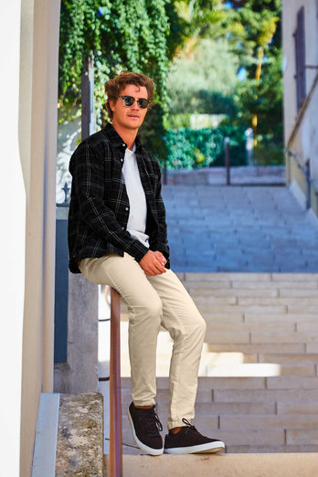 Gazettes * Los Chinos beige stretch cotton men's trousers | MR MARVIS