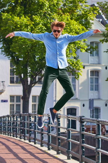 Lakes * Los Chinos dark green stretch cotton men's trousers | MR MARVIS